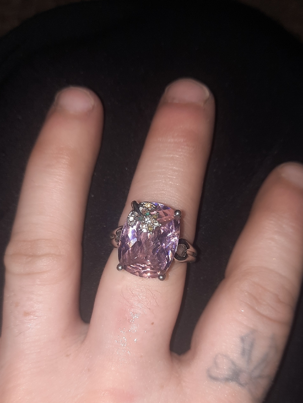 Sterling Silver Pink Gemstone Cocktail Ring